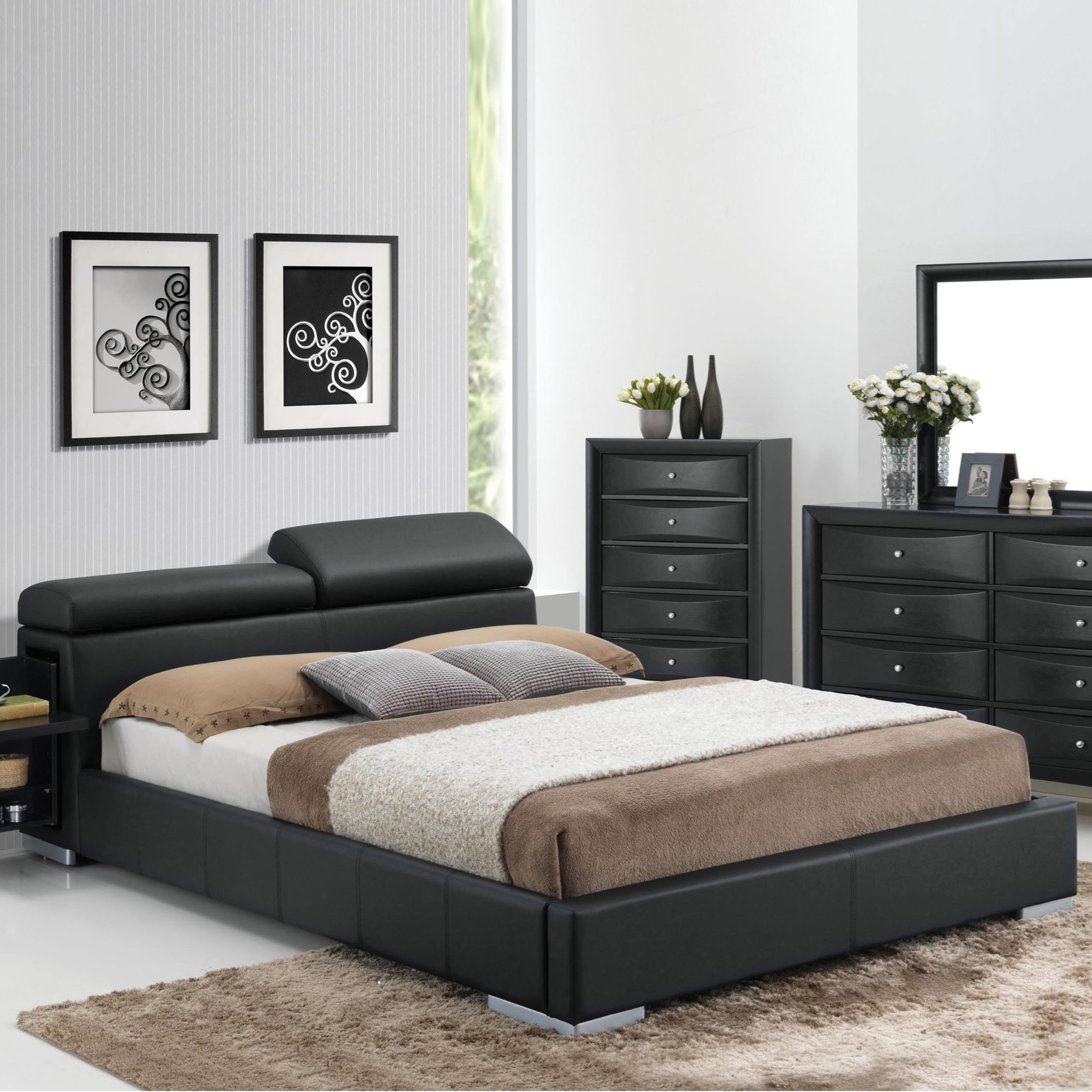 Acme Furniture Manjot Contemporary King Bed W/ Builtin Nightstand